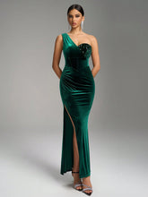 Fuaheng V-Neck Asymmetrical Spaghetti Strap Sequin Patchwork Bodycon Dress With High Slit, Evening Gown